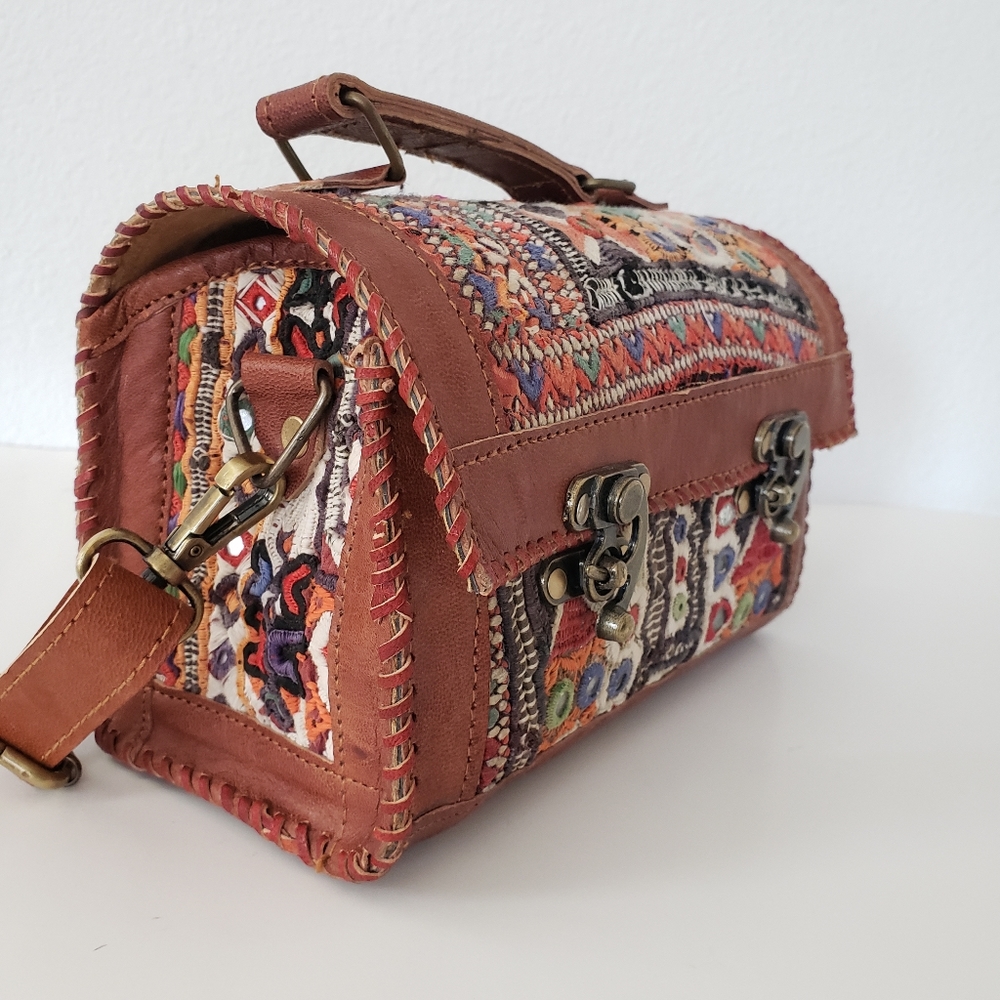 NWT genuine embroidered handmade leather bag